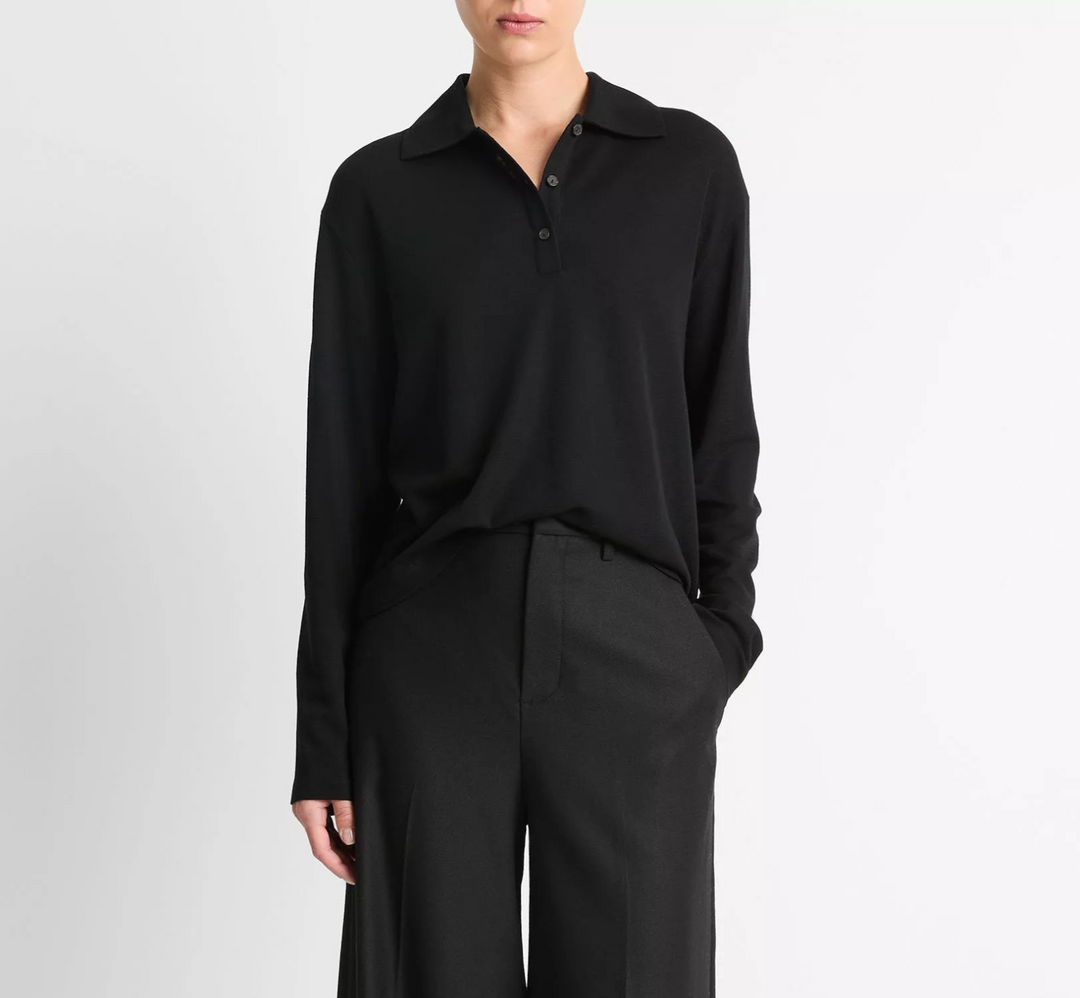 Vince Relaxed Wool Polo Sweater MSRP $225