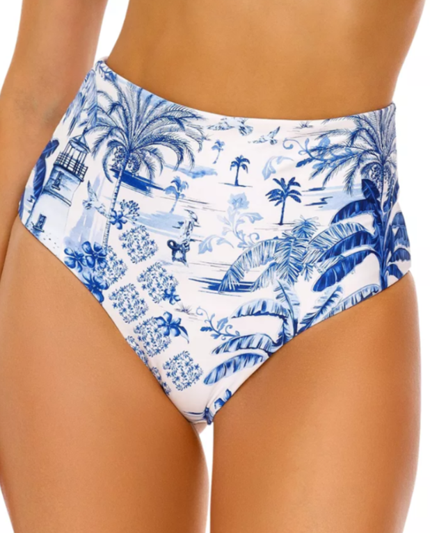 Agua Bendita Alicia Tales Printed High Waisted Reversible Bottom MSRP $130