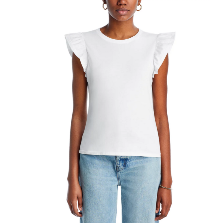 PAIGE Erissa Flutter Sleeve Tee MSRP $109