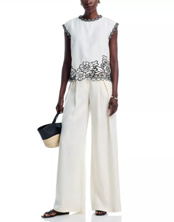 Elie Tahari The Poppy Embroidered Top MSRP $295