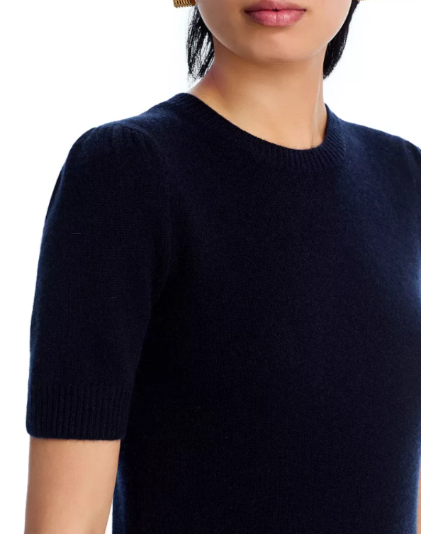 FRAME Gathered Short Sleeve Cashmere Sweater MSRP $468