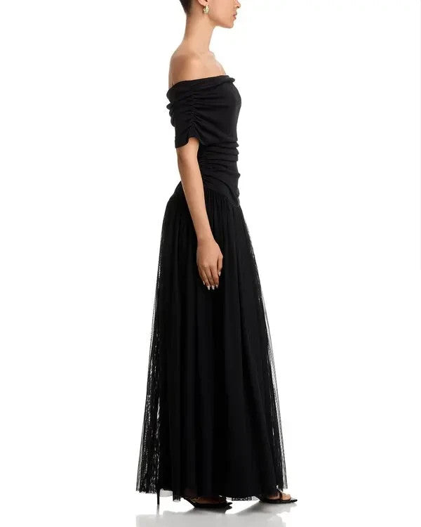 AQUA Ruched Gown 