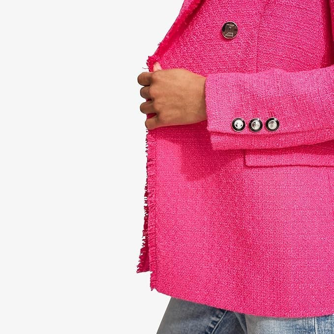 Karl Lagerfeld Paris Fringe Trim Tweed Blazer Jacket MSRP $199