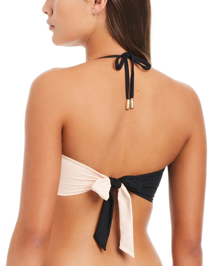 Red Carter O-Ring Two-Tone Bandeau Bikini Top MSRP $72