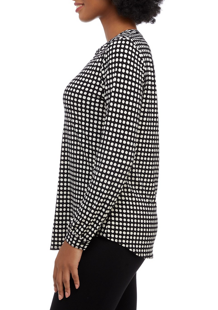 Anne Klein Women's Split-Neck Pearl-Dot Top MSRP $69