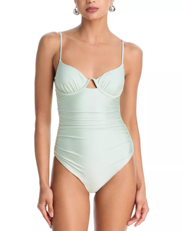 SIMKHAI Laine Ruched One Piece Swimsuit MSRP $265