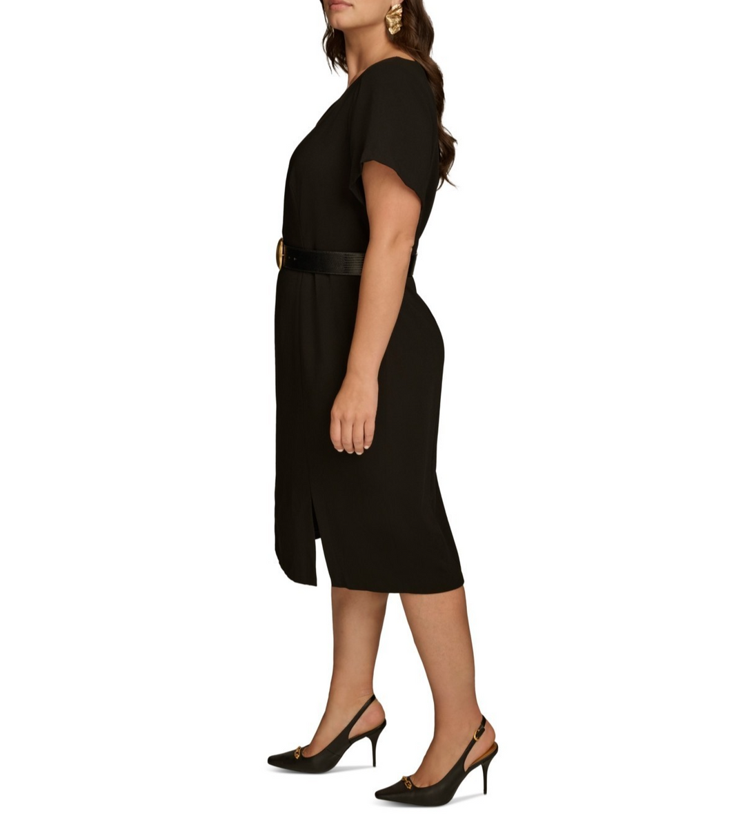Donna Karan New York Plus Size Belted Short-Sleeve Dress MSRP $159