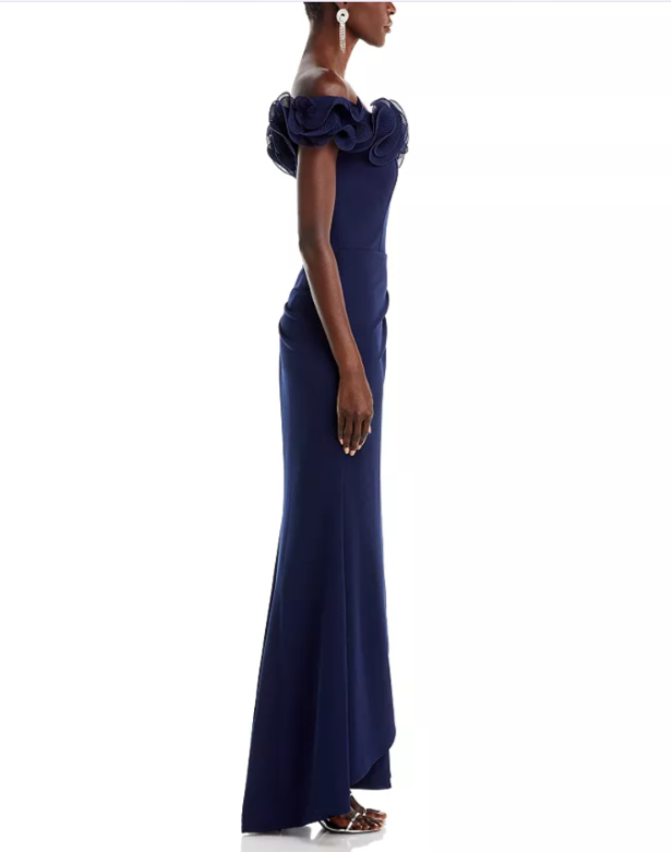 AQUA Ruffled Neck Evening Gown MSRP $268
