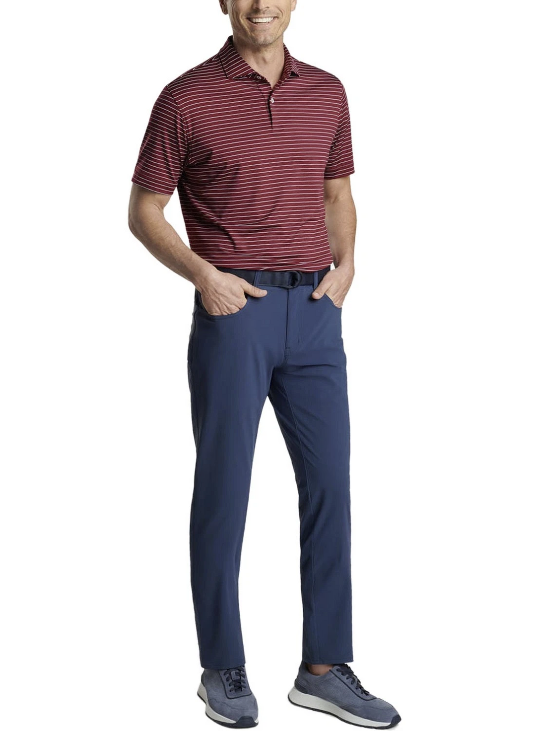 Peter Millar Duet Performance Jersey Stripe Polo Shirt MSRP $105