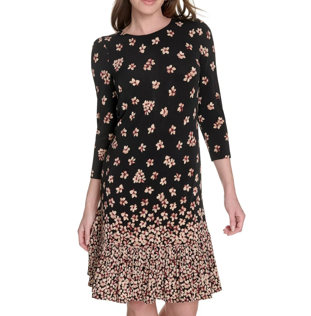 Tommy Hilfiger Petites Jersey Printed Shift Dress MSRP $99