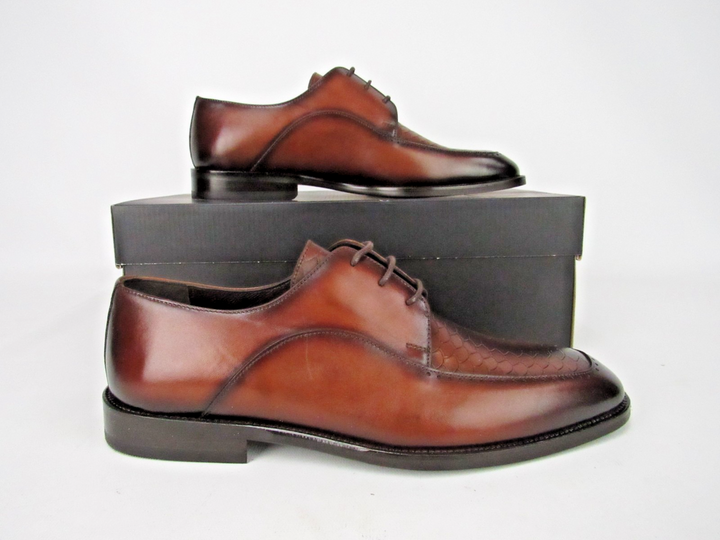 Men’s Premium Textured Calf Leather Derby Shoes – Handcrafted Size EU 41