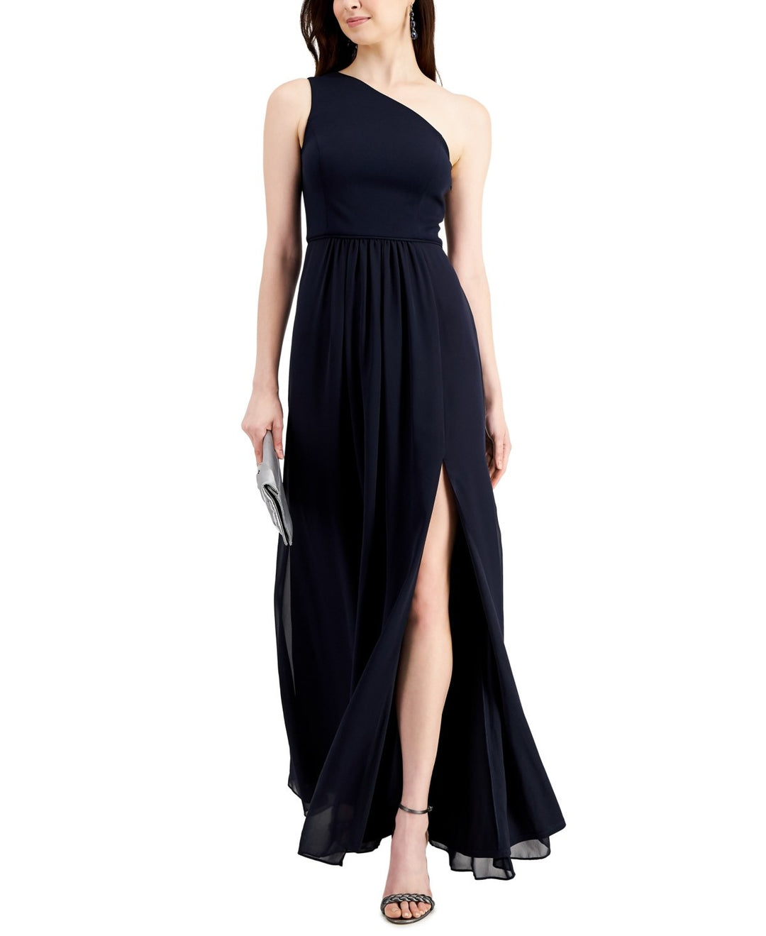 Adrianna Papell One-Shoulder Chiffon Gown MSRP $139