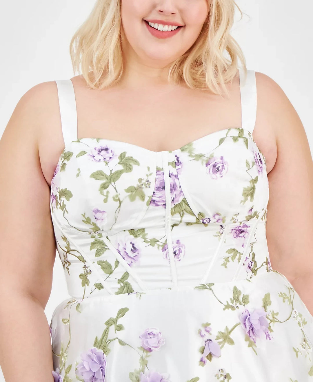 Say Yes Trendy Plus Size Floral Print Applique Gown MSRP $209