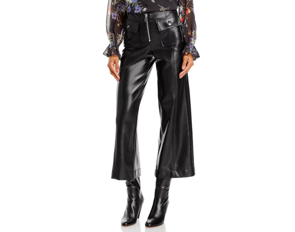 Cinq à Sept Azure Faux Leather Cropped Pants MSRP $295