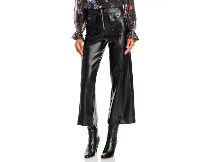Cinq à Sept Azure Faux Leather Cropped Pants MSRP $295