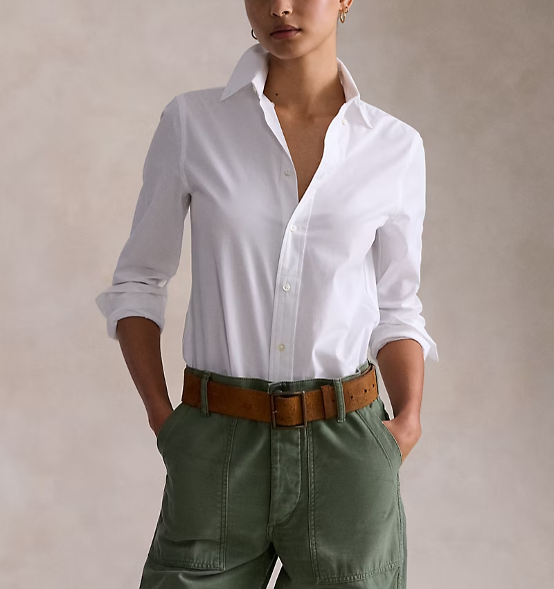 Polo Ralph Lauren Women's Stretch Slim-Fit Cotton Shirt MSRP $148