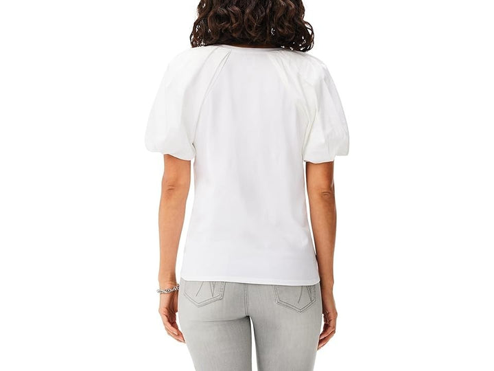 Nic+Zoe Mixed Media Puff Sleeve Tee MSRP $128