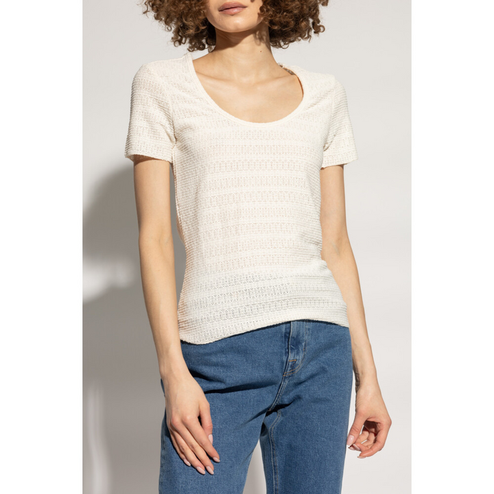 Rag & Bone Julia Textured Scoop Neck T-Shirt MSRP $148