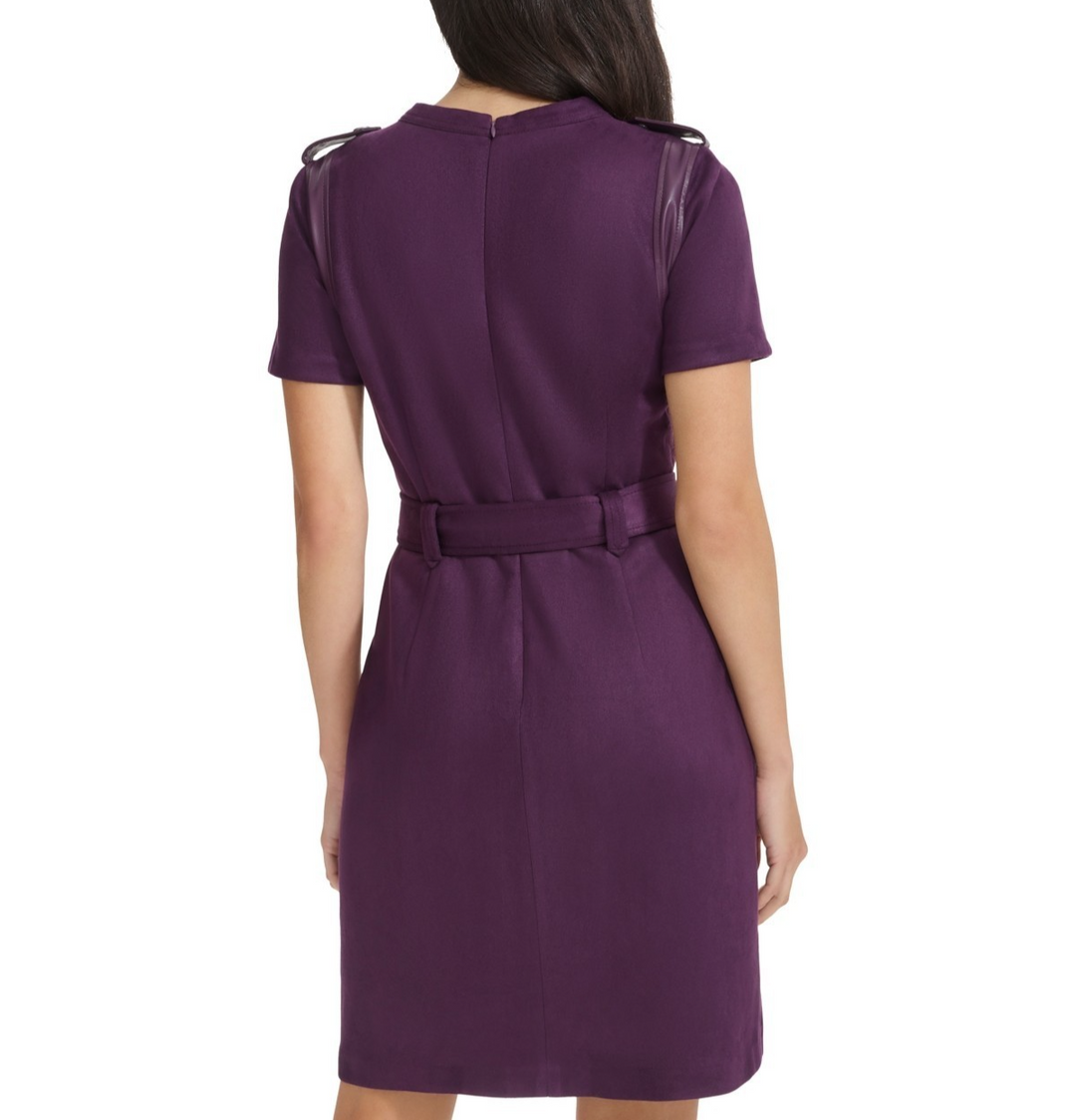 Calvin Klein Petite Faux-Suede Belted Sheath Dress MSRP $ 139