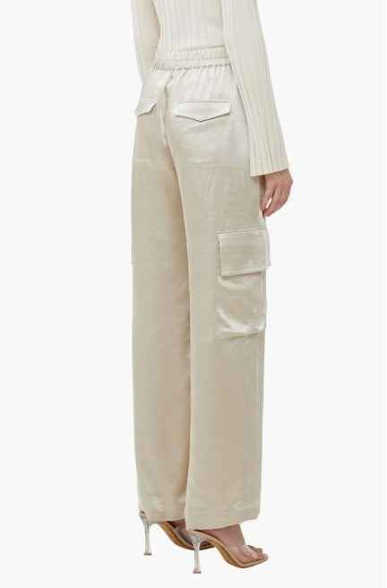 French Connection Chloetta Womens Satin Wide Leg Cargo Pants MSRP $118