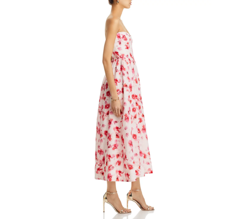 Bardot Lola Corset Floral Print Midi Dress MSRP $169
