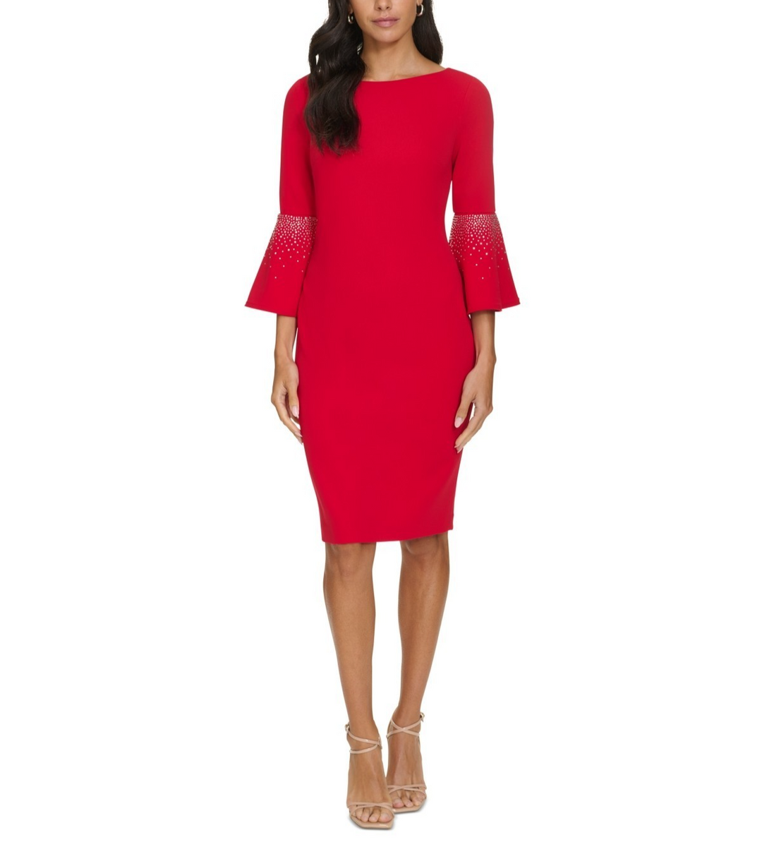 Calvin Klein Embellished Bell-Sleeve Sheath Dress MSRP $139