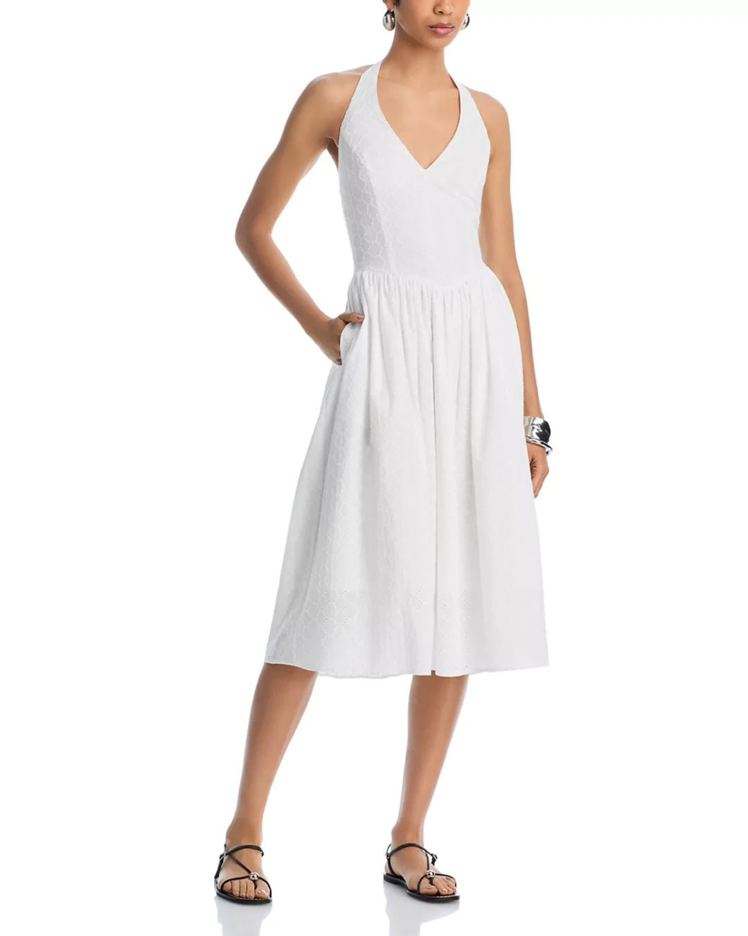 Steve Madden Ressi Eyelet Halter Midi Dress MSRP $129