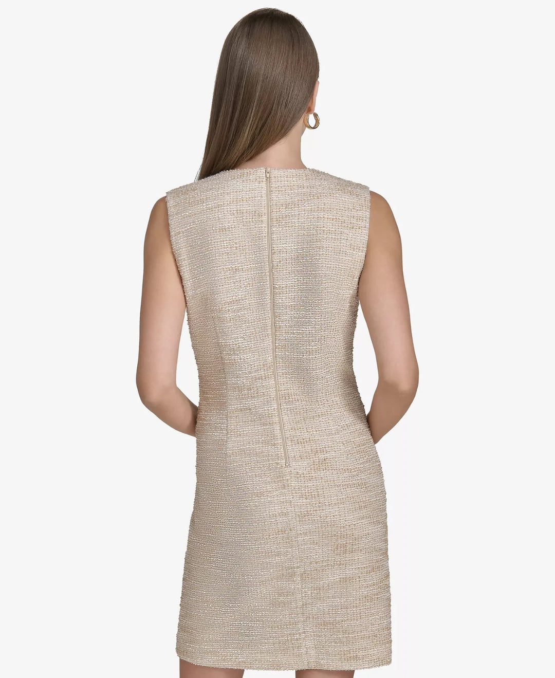 Halston Women's Tweed Chain-Trim Shift Dress MSRP $149