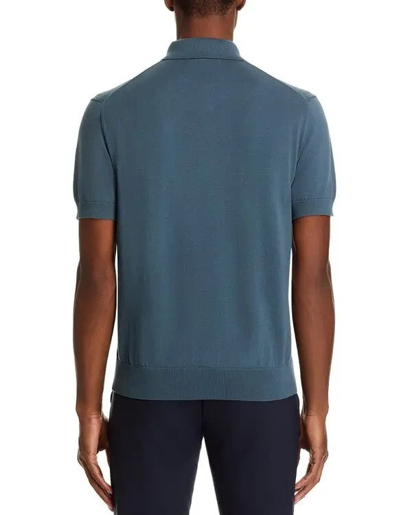 The Men's Store Pointelle Short Sleeve Sweater Polo MSRP $108