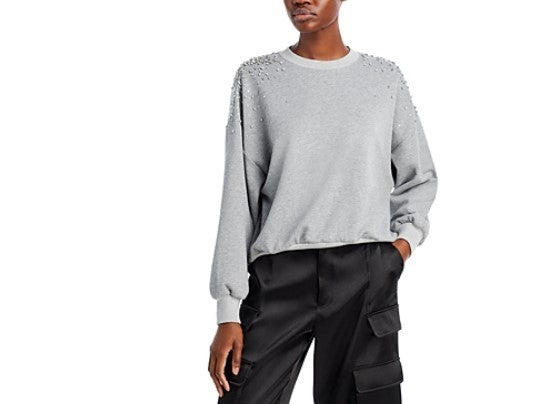 Cinq a Sept Crackle Rhinestone Sweatshirt MSRP $395