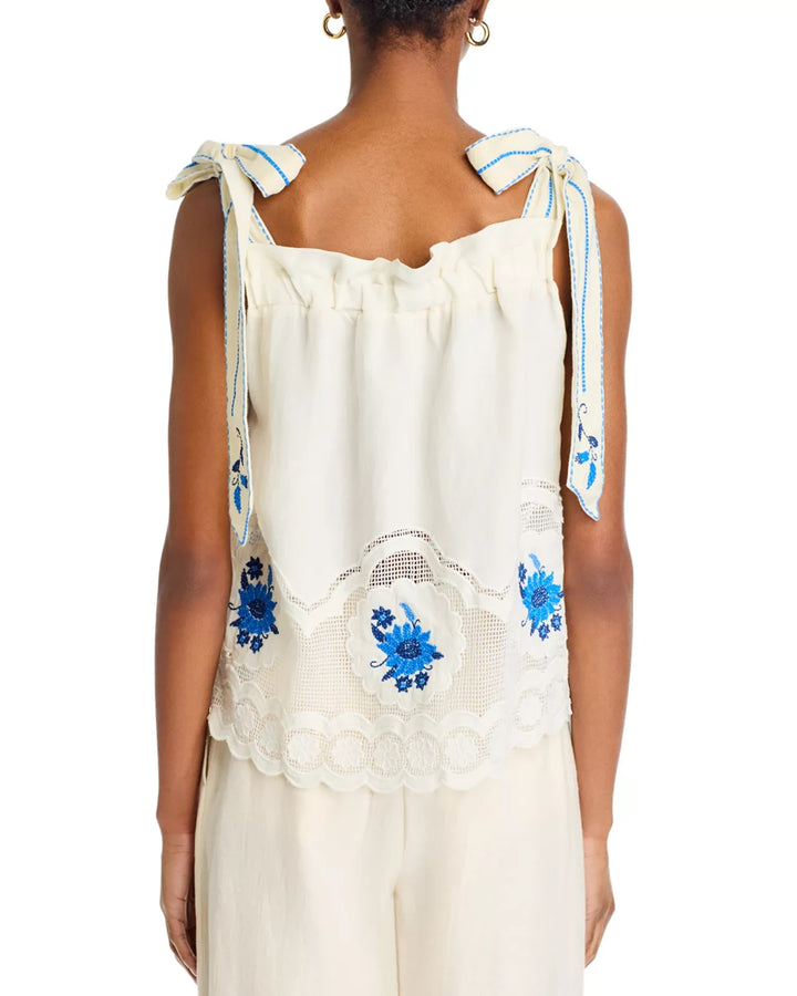 FARM Rio Daisy Embroidery Blouse MSRP $210
