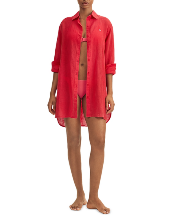 Polo Ralph Lauren Boyfriend Shirt Swim Cover-Up MSRP $150