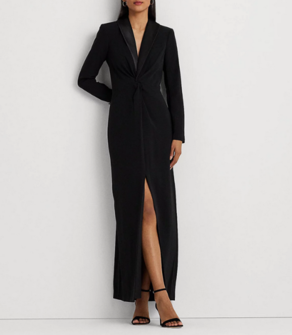 LAUREN Ralph Lauren Tuxedo Style Column Gown MSRP $345