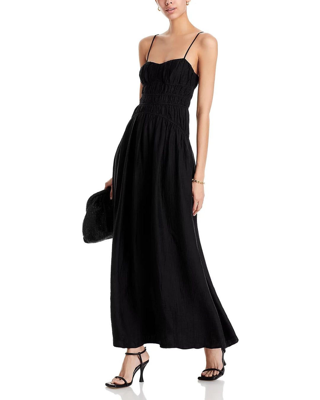 AQUA Crinkle Smocked Maxi Dress MSRP $118
