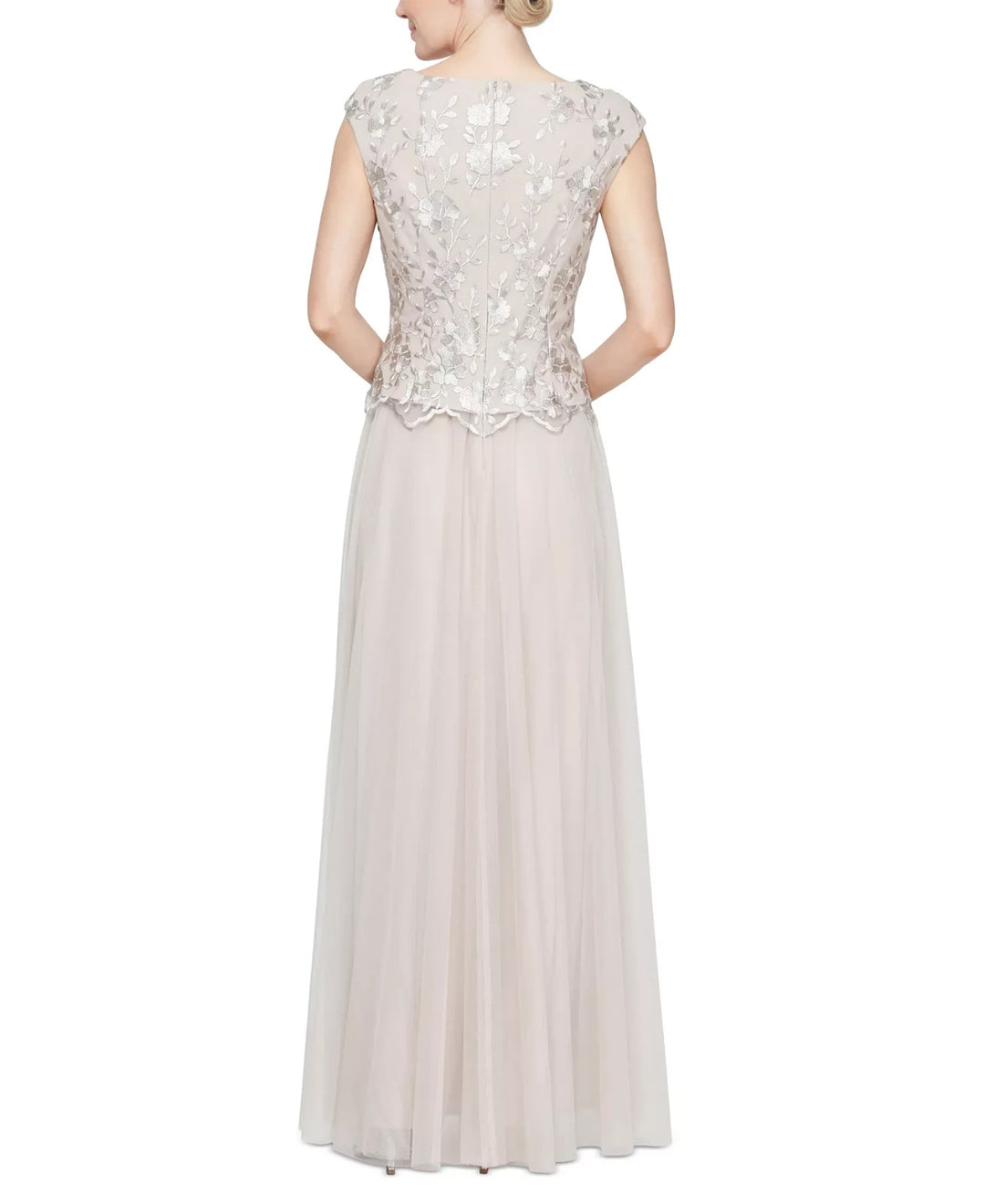 Alex Evenings Women's Embroidered Cap-Sleeve Tulle Gown MSRP $199
