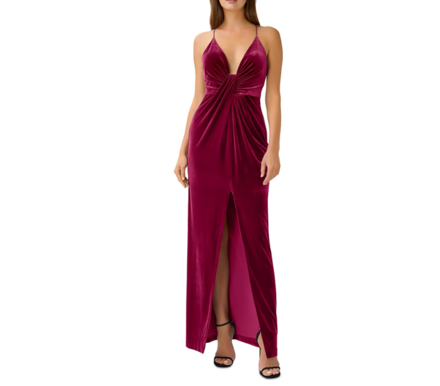 Aidan by Aidan Mattox V Neck Twist Front Dress MSRP $245