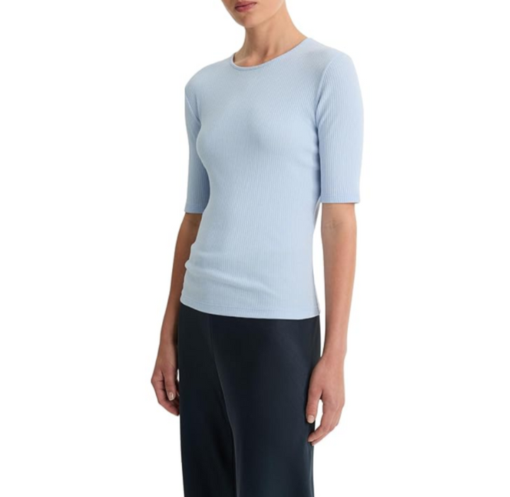 Vince Ribbed Elbow Sleeve Tee MSRP $125