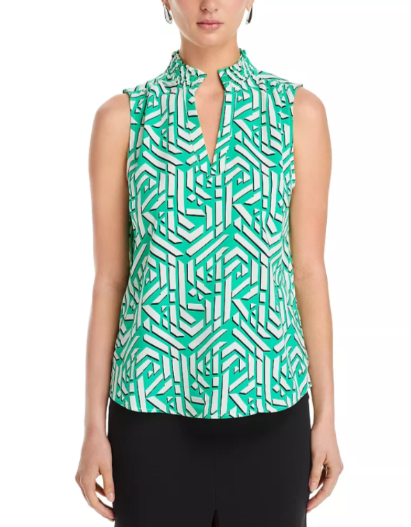 KARL LAGERFELD PARIS Printed Sleeveless Blouse MSRP $69
