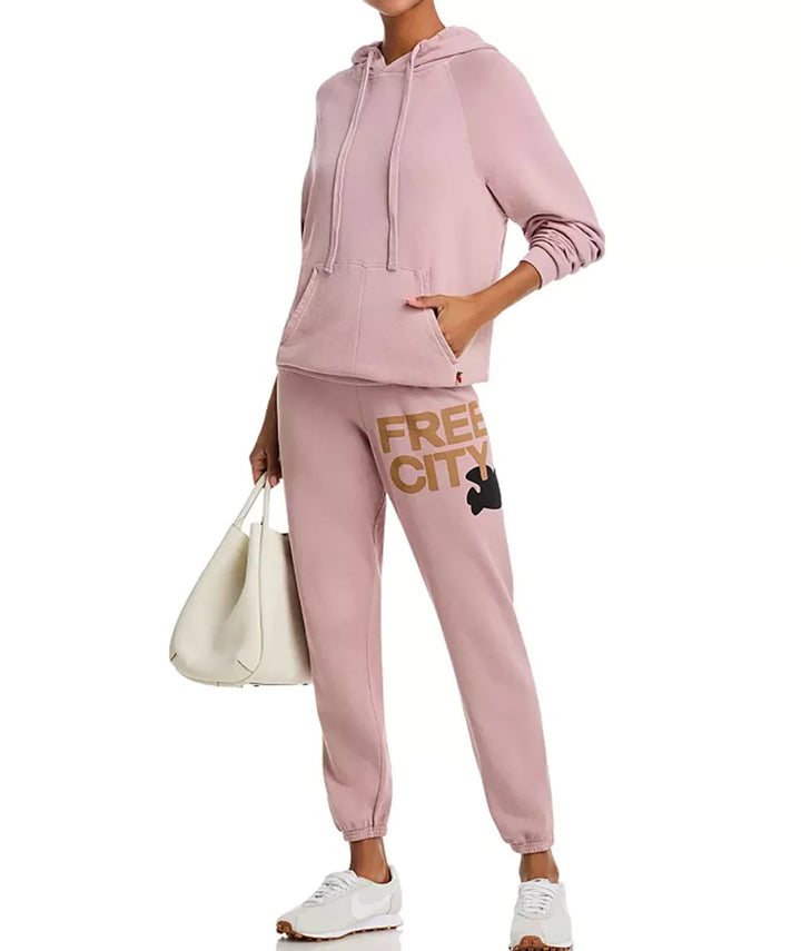 Free City Cotton Logo Sweatpants in Ballerina Golden MSRP $168
