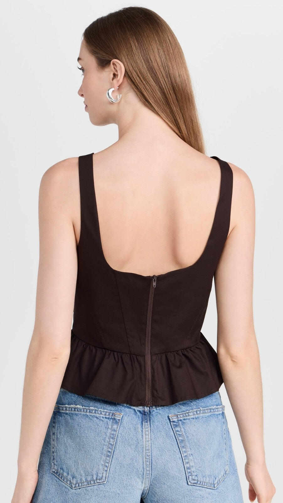 Wayf Desi Corset Ruffle Hem Top MSRP $69