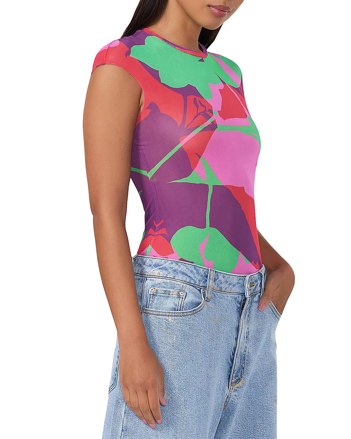 AFRM Nina Printed Cap Sleeve Tee MSRP $38
