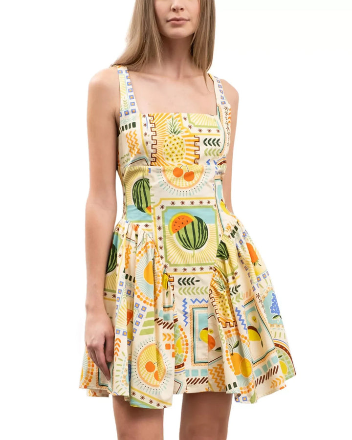 Moon River Printed Corset Poplin Mini Dress MSRP $96