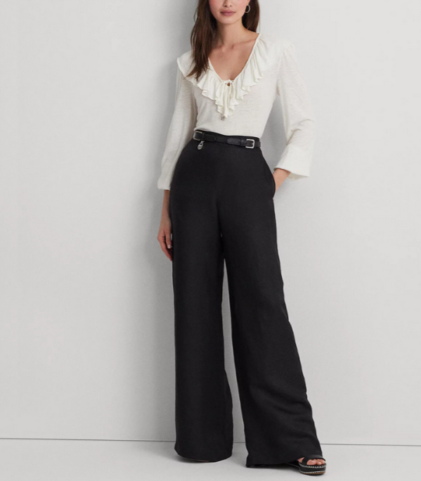Lauren Ralph Lauren Ruffled Blouson-Sleeve Top MSRP $115