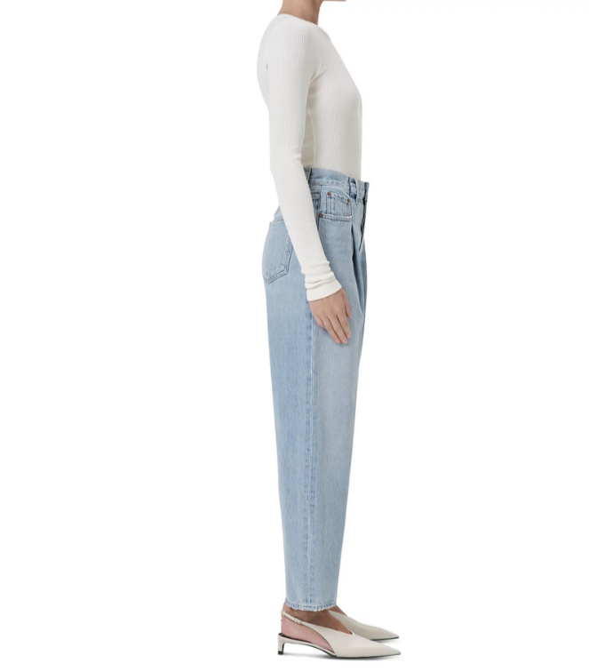 AGOLDE Fold Waistband High Rise Wide Leg Ankle Jeans MSRP $258
