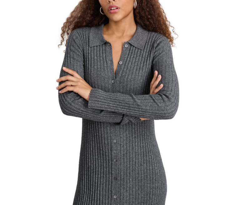 Alex Mill Alice Button Front Rib Knit Midi Dress MSRP $250