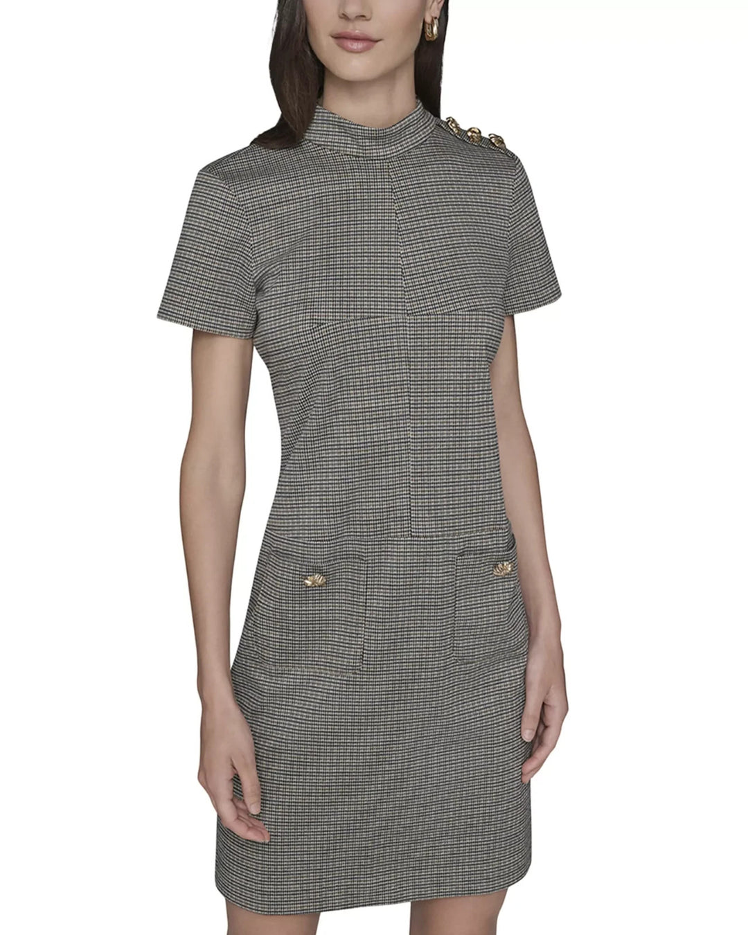KARL LAGERFELD PARIS Mini Houndstooth Print Dress  MSRP $138