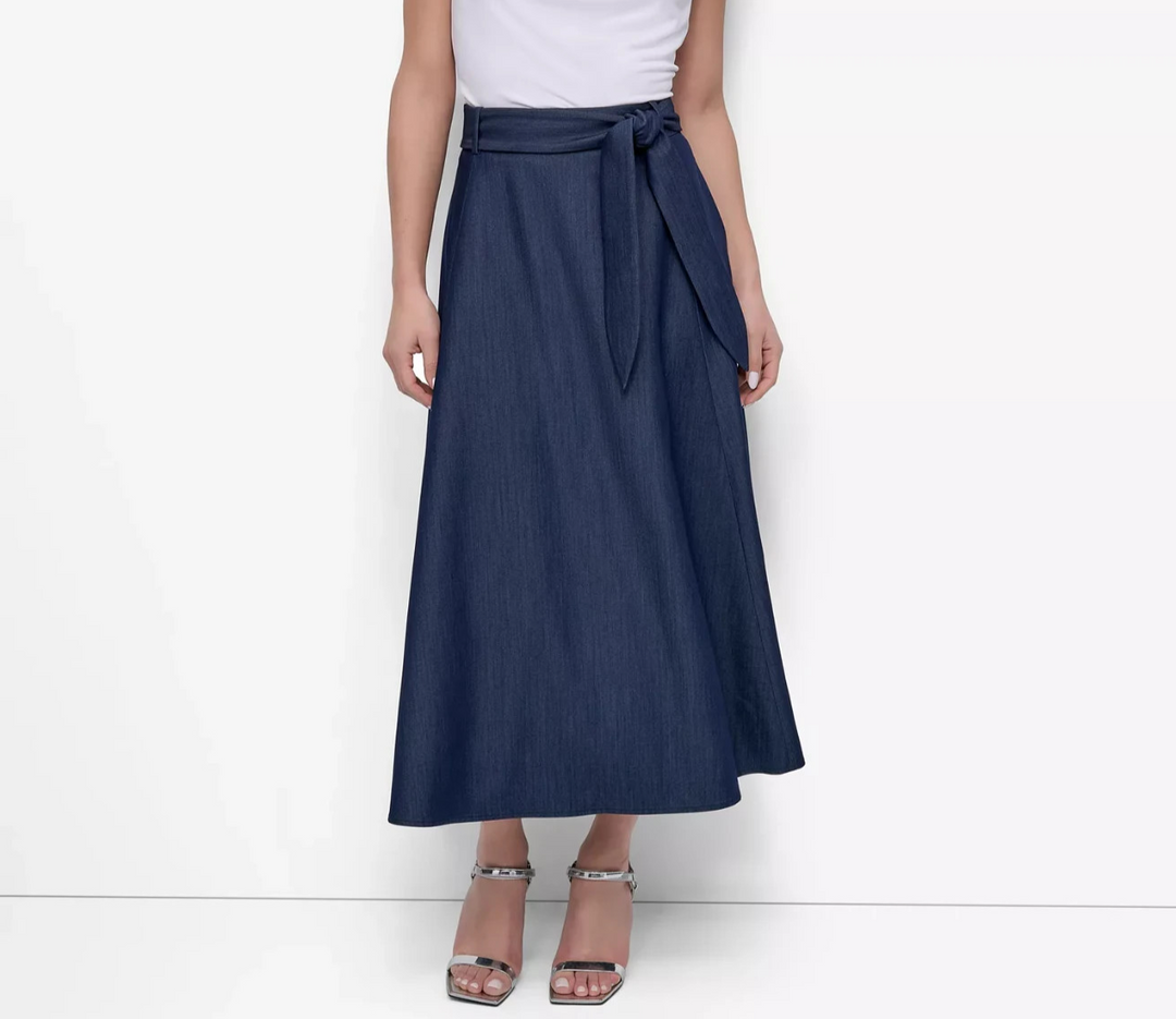 DKNY Women's Maxi Skirt with Tie Belt MSRP $109
