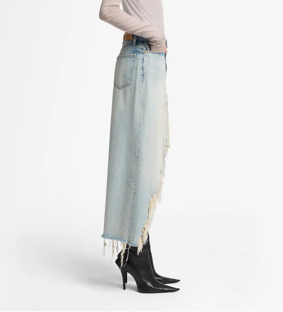 7 For All Mankind Denim Midi Skirt MSRP $198