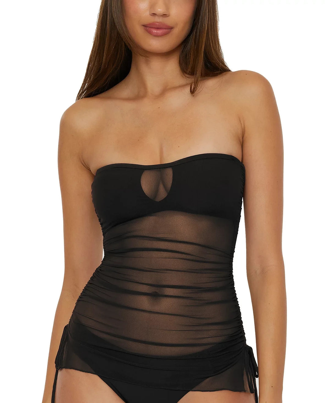 Becca Muse Mixed-Media Bandeau Tankini Top MSRP $88