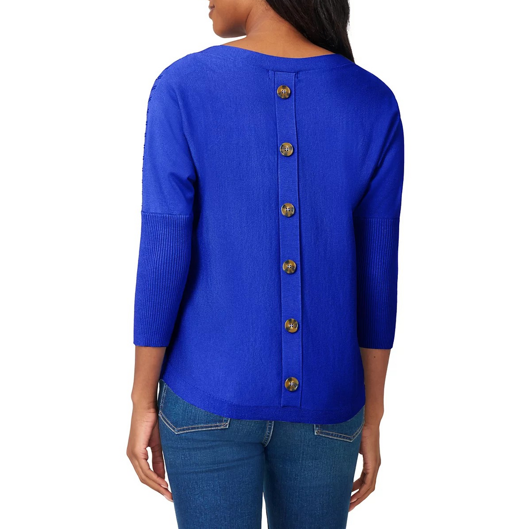 Melissa Paige Women's Boatneck Button-Back Dolman-Sleeve Sweater MSRP $46.50